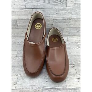 LB Evans 2198 Mens Brown Leather Slippers Loafers 10.5 EEE Extra Wide
